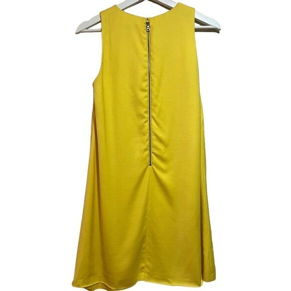 Alice + Olivia Women's Yellow Back Zip Sleeveless V-Neck Mini Dress Size 0 lined - Picture 2 of 6